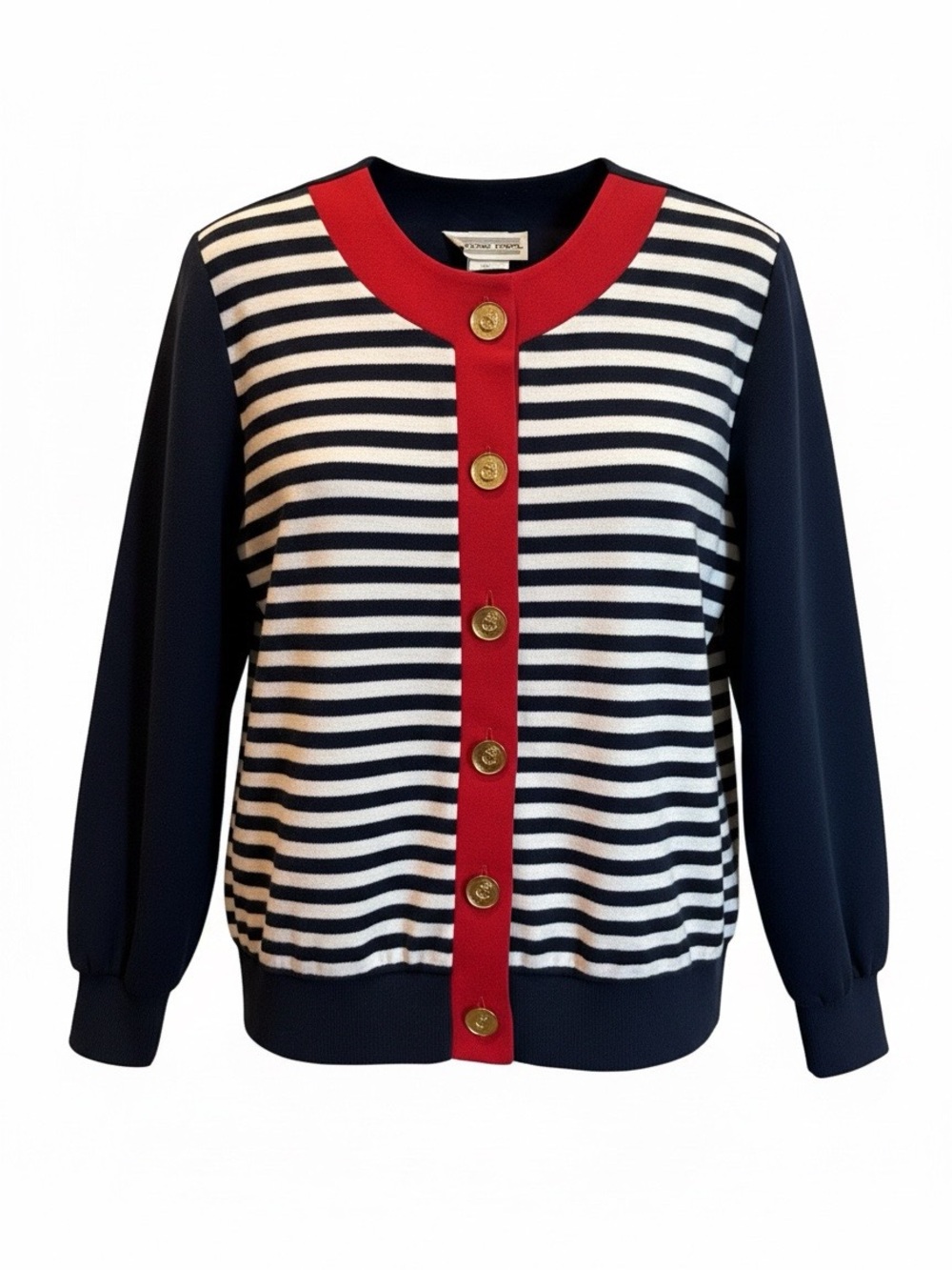 Vintage Around Town Nautical Americana Banded Hem Blouse | Women’s Size 8